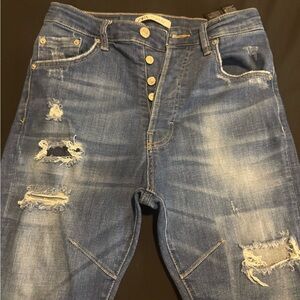 Zara Men's Distressed Blue Skinny Jeans